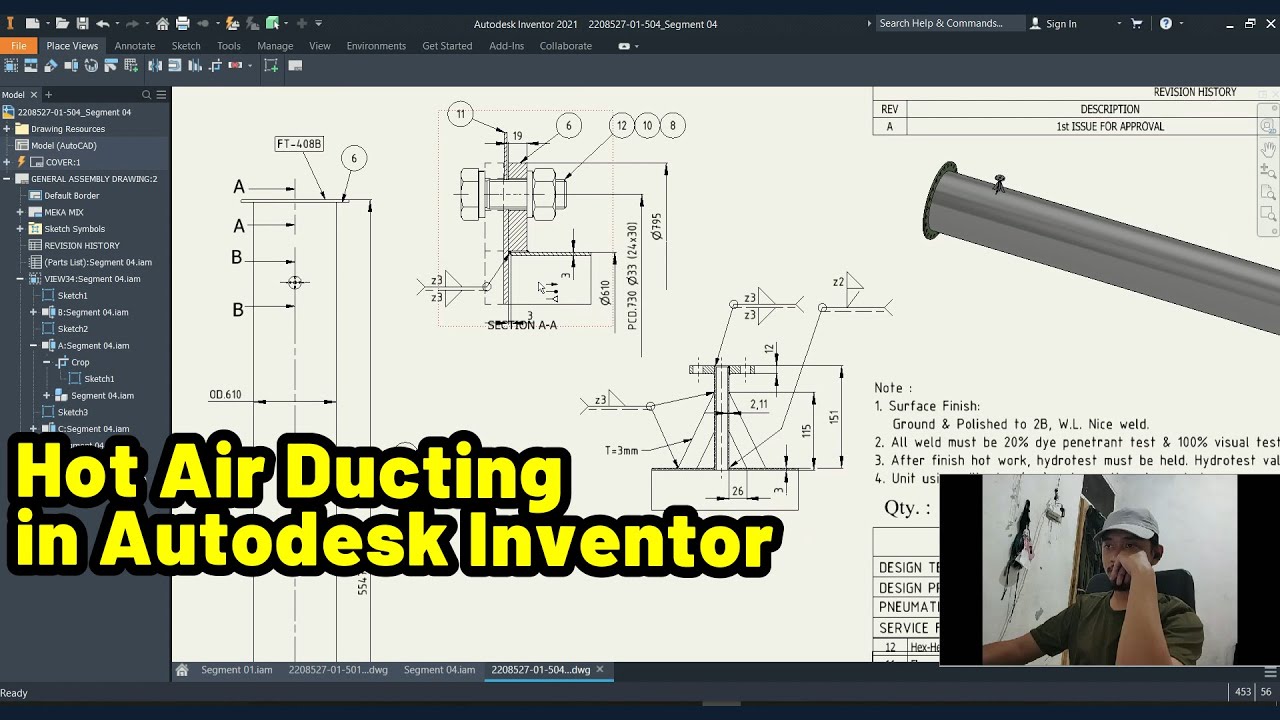 Designing hot air ducting in Autodesk Inventor | work with me | study with me