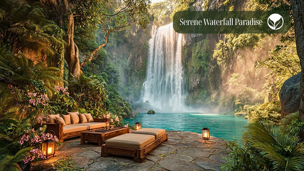 fall Oasis | Relaxing Waterfall with Bird Song for Study and Focus