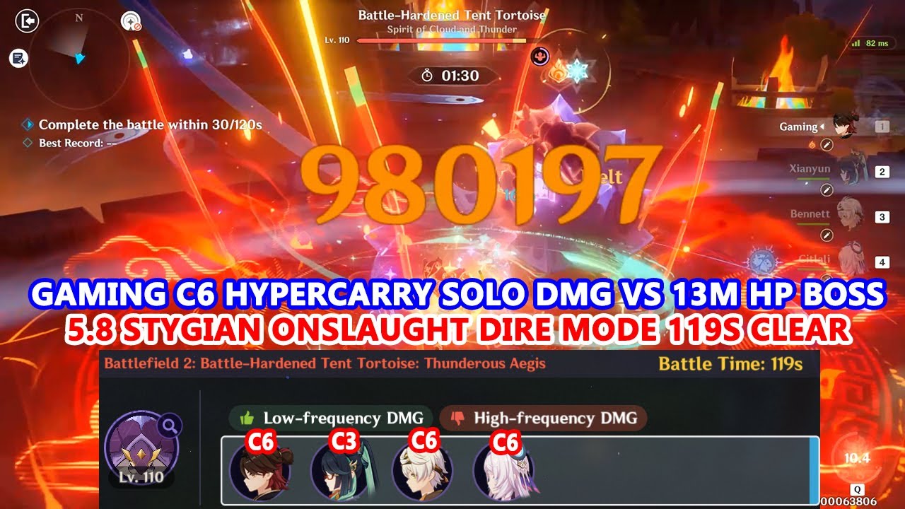 Gaming C6 HyperCarry Solo DMG vs 13M HP Boss | 5.8 Stygian Onslaught Dire Mode 119s Clear