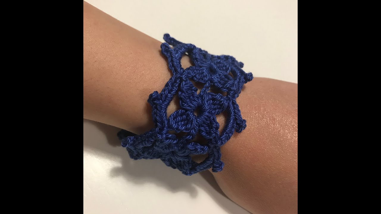 Tutorial bracciale ad uncinetto con fantasia floreale - Braccialetto modello 