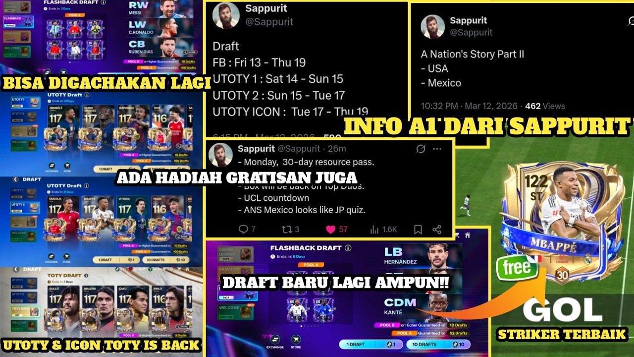 INFO A1 DARI SAPPURIT UTOTY & ICON TOTY IS BACK BISA DIGACHAKAN LAGI!! INFO TERBARU EVENT FC MOBILE