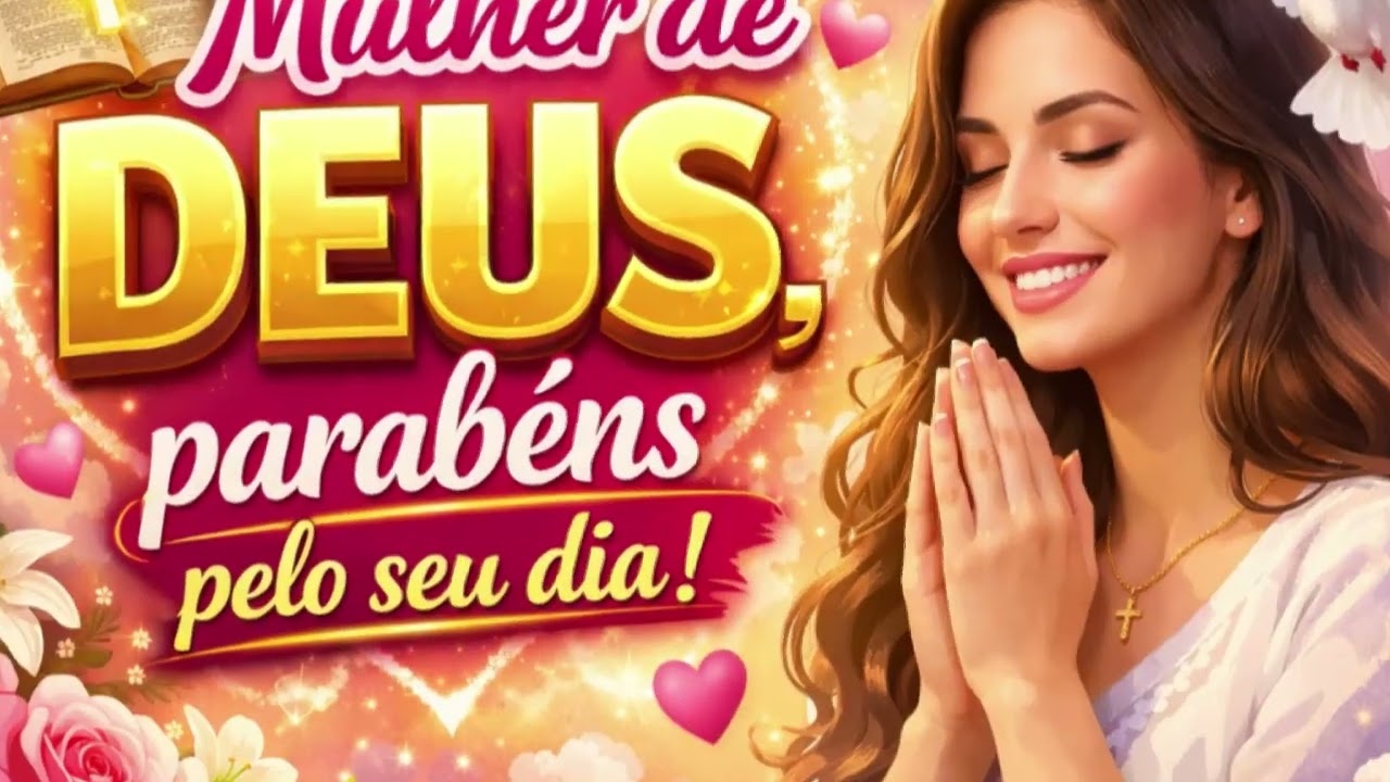 Parabéns pelo seu dia: Mulher de DEUS, homenagem: dia das mulheres 2026, Fé, Coragem, Força, Amor.
