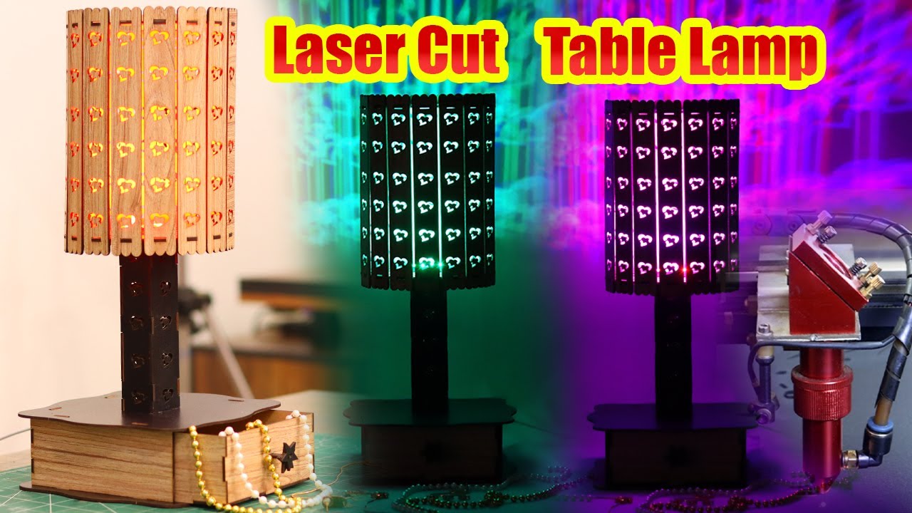 How to Make Laser Cut Side Table Night Light Lamp Wooden Desk Lamp with Jewelry Box by 