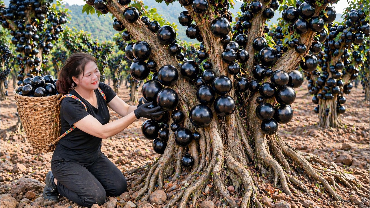Harvesting Rare Wild Black Grapes | Traditional Village Wine Recipe