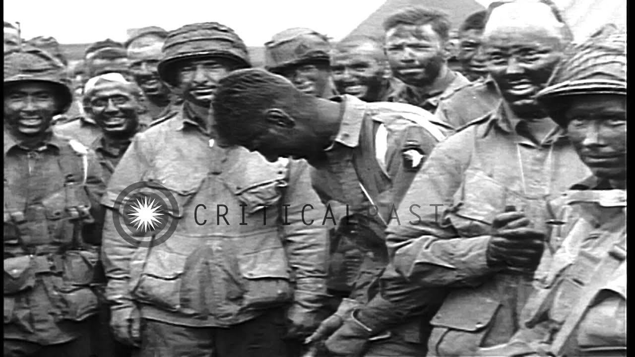 US General Dwight Eisenhower speaks to US 101st Airborne Division paratroopers in...HD Stock Footage