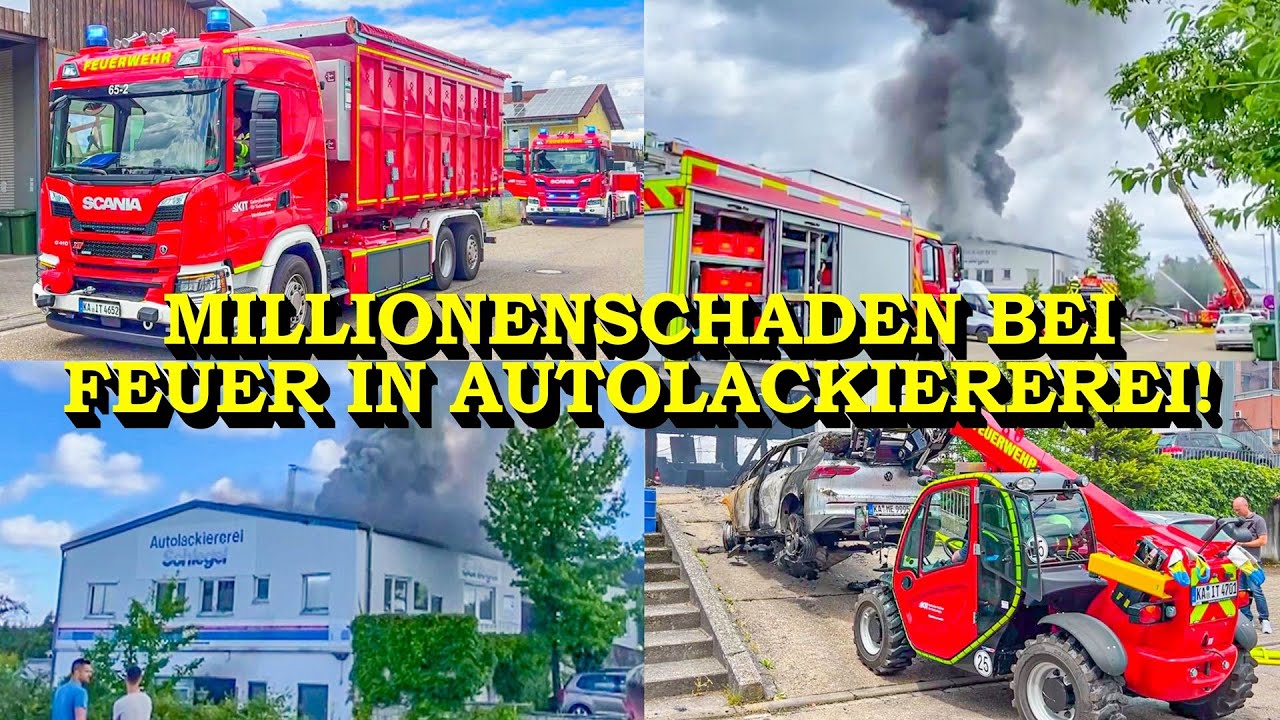 +++ MILLIONENSCHADEN BEI GROSSBRAND IN LACKIEREREI +++ FEUERWEHR im GROSSEINSATZ | + MANITOU
