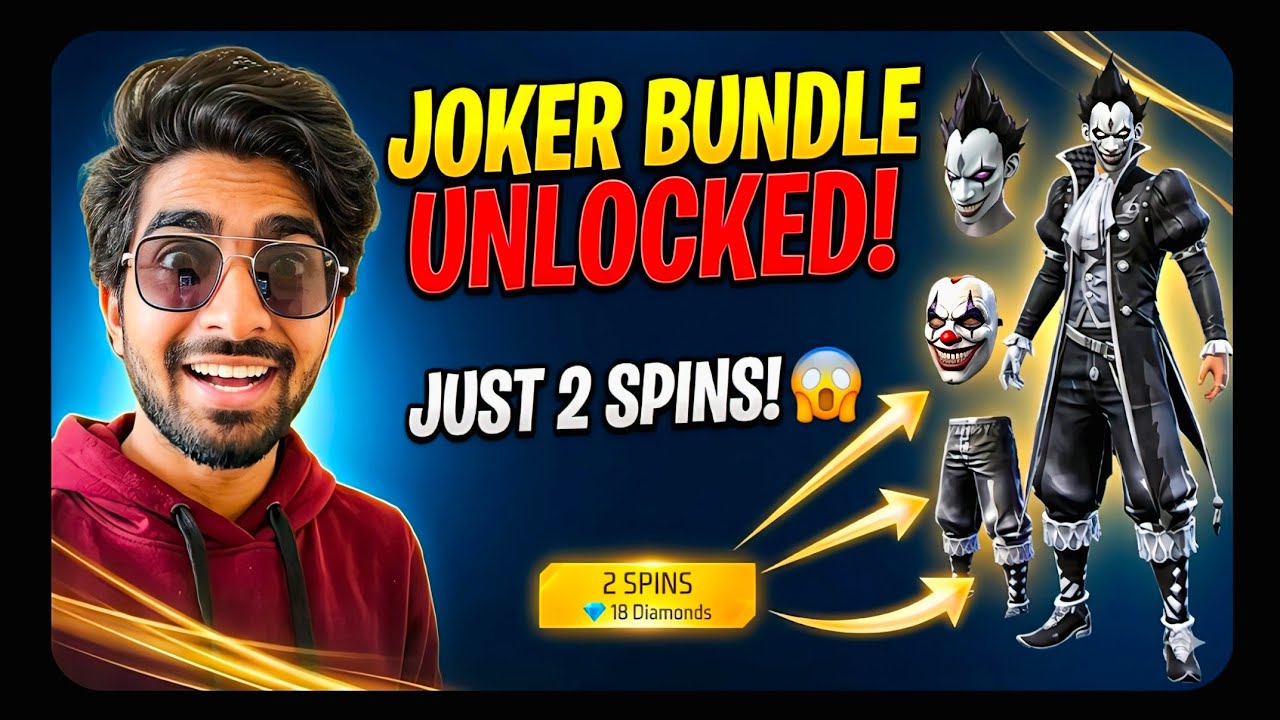 FREE fire clown ring Event trick unlocked 🔓 I got the joker bundle in just 2 spins 🥳