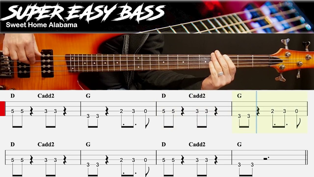 Sweet Home Alabama - Lynyrd Skynyrd | BEGINNERS BASS