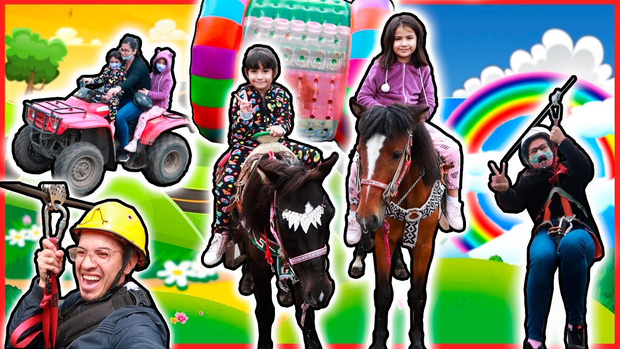 CASI SALGO VOLANDO EN LAS MOTOS 🏍 CABALLO🏇 PRESIENTE MI MIEDO😨 MAMÁ Y PAPÁ SE LANZAN DE LA TIROLESA