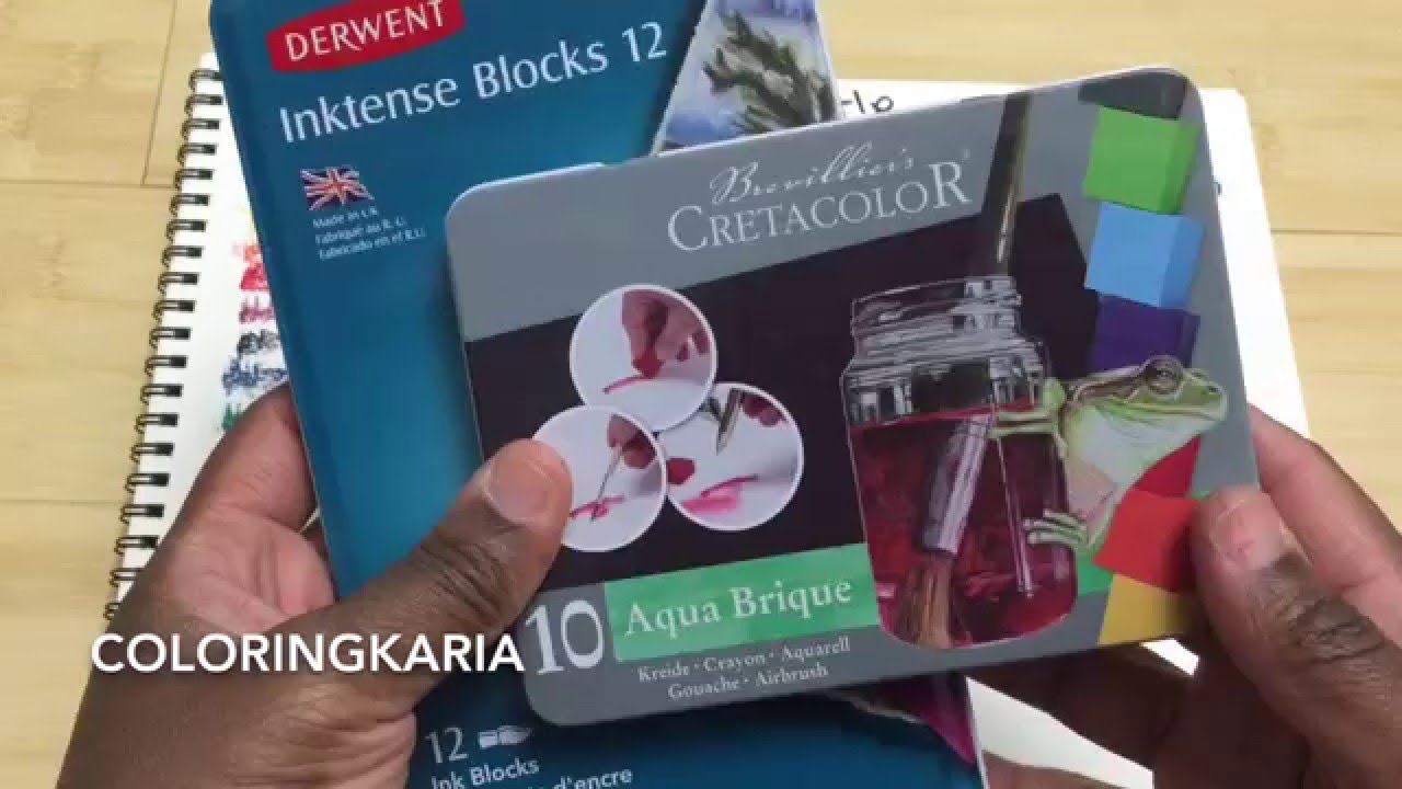 Derwent Inktense vs Cretacolor Aqua Brique - ColoringKaria
