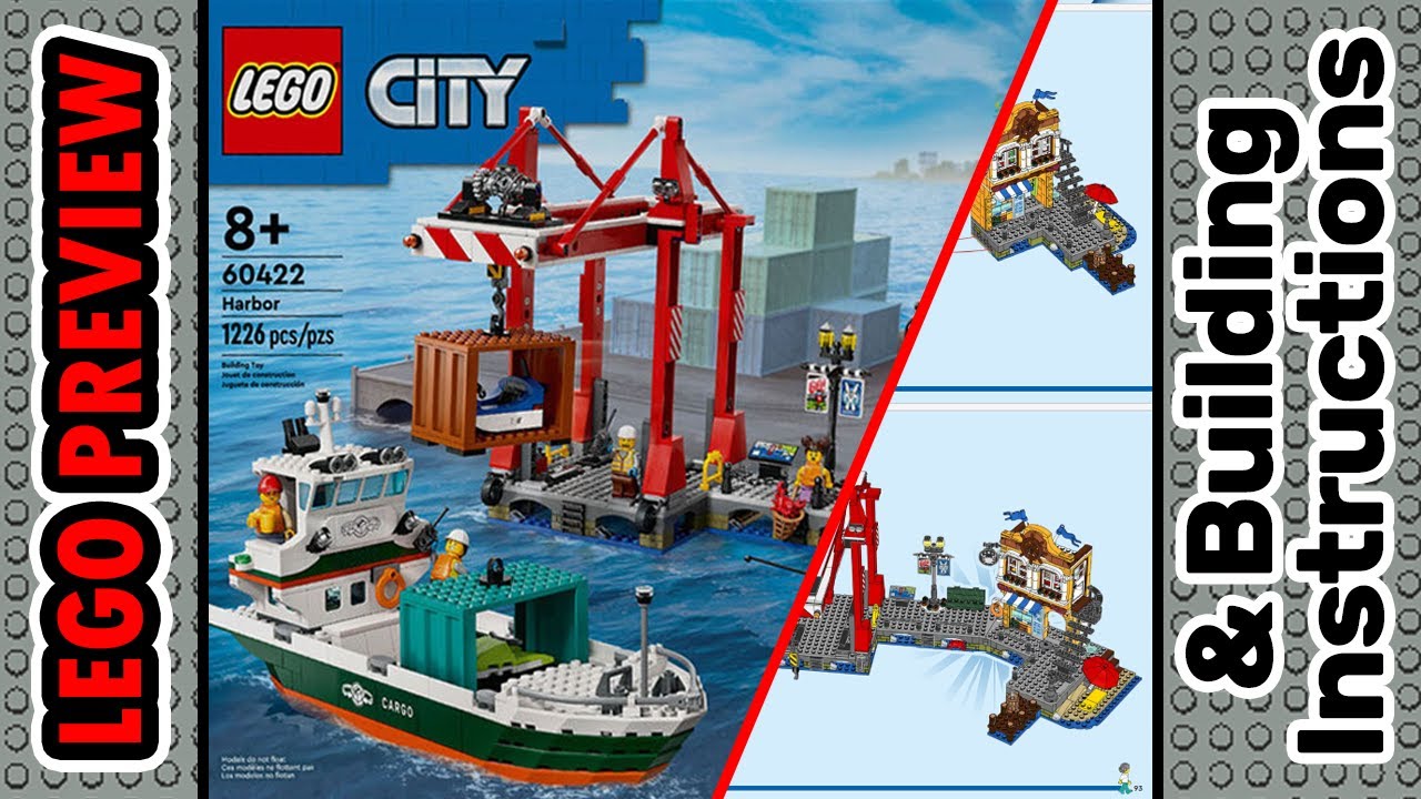 PREVIEW: 60422, LEGO CITY, Seaside Harbor with Cargo Ship & Building Instructions! LEGO 2024