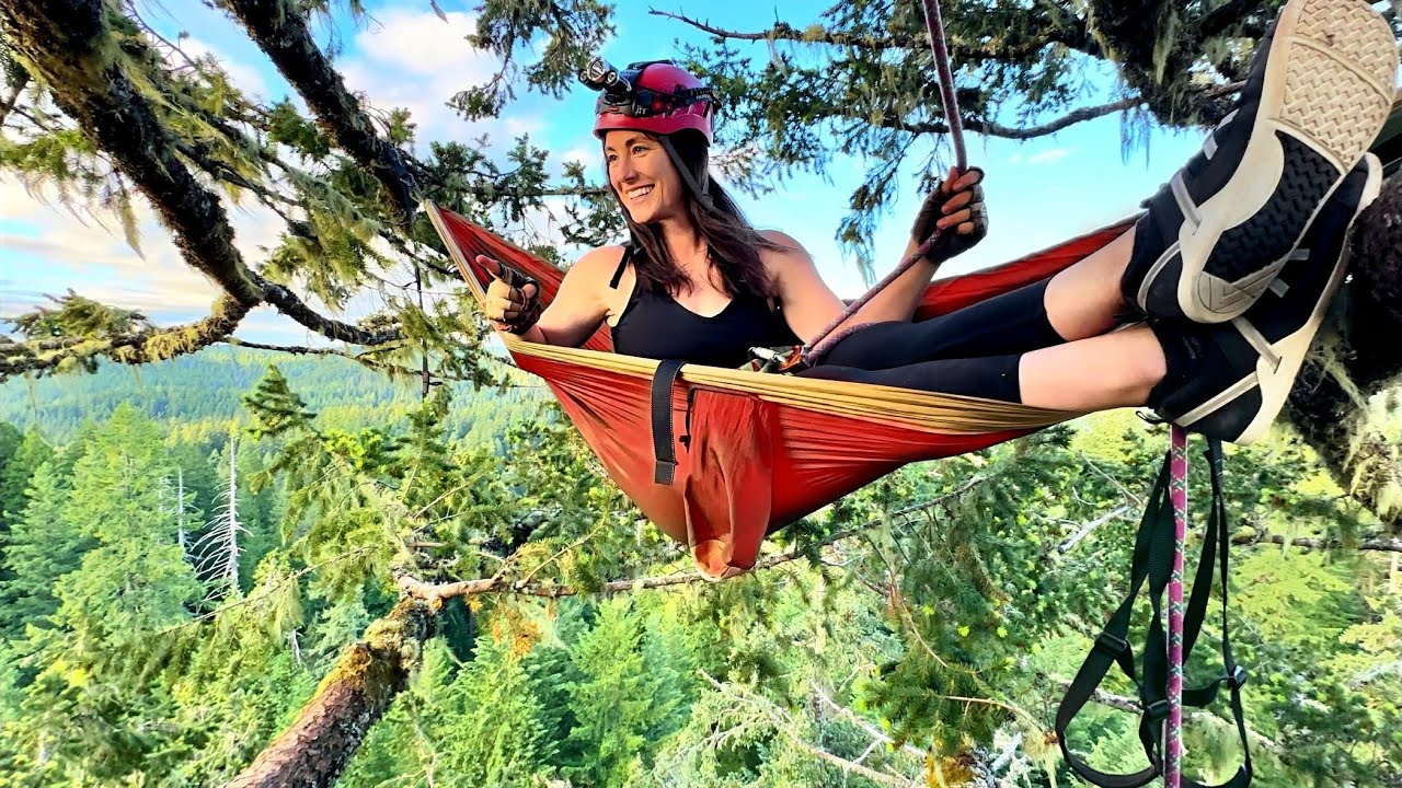Sleeping 300 FEET high up an Old Growth TREE!! 🌲 | Hammock Camping