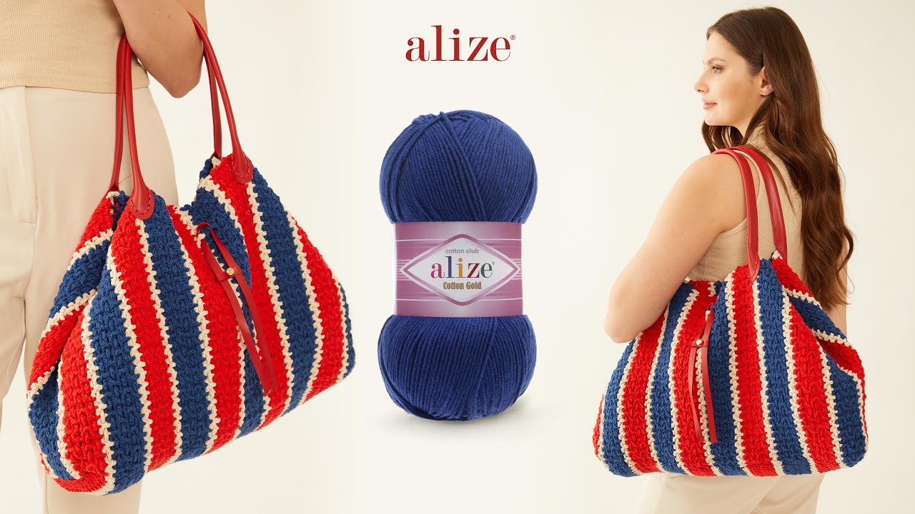 Сумка, связанная крючком из пряжи Alize Cotton Gold