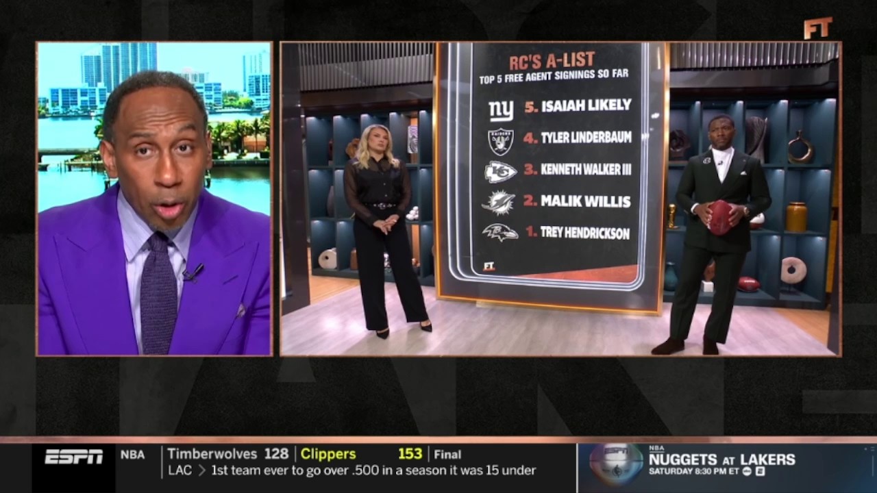 FIRST TAKE | Stephen A. rips RC’s A-List: Top 5 free-agent sign so far: 1. Trey 2. Willis 3. Kenneth