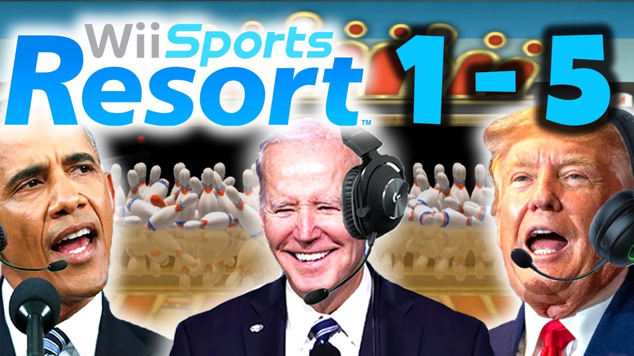US Presidents Play 100 Pin Bowling in Wii Sports Resort 1-5