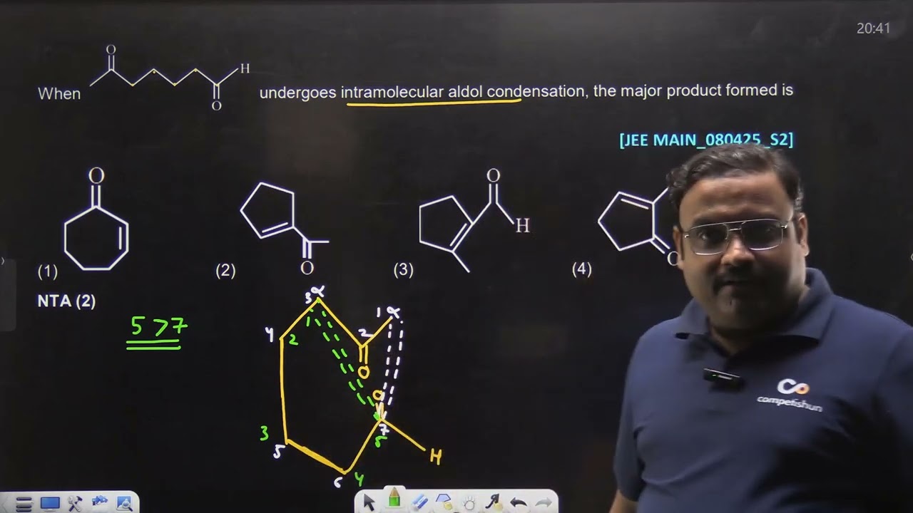 undergoes intramolecular aldol condensation, the major product 08 APR 2025 SHIFT-2 JEE MAIN PYQ