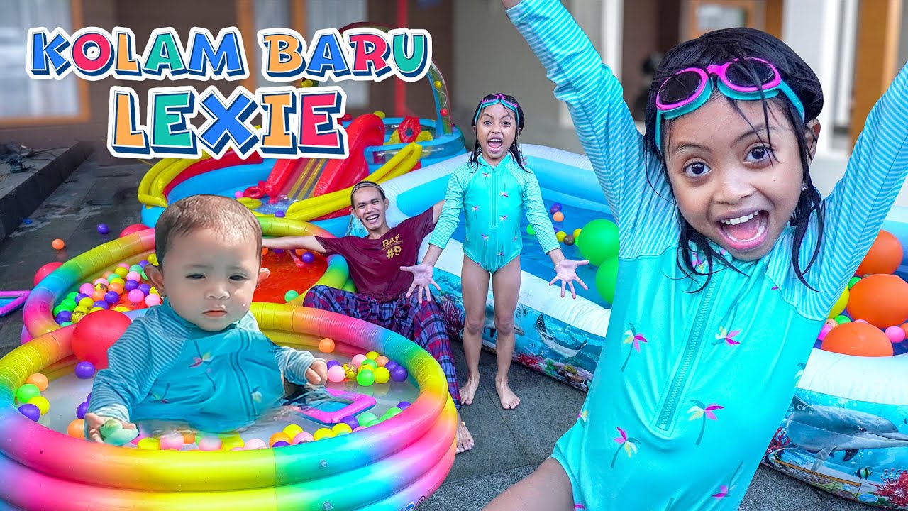 LEIKA & ADIK BAYI LEXIE BERENANG DI KOLAM KARET BARU 😍 LEIKA VS TOMPEL BERHADIAH KADO BLINDBOX VIRAL