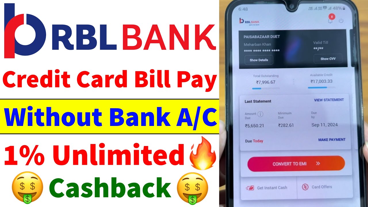 RBL Bank Credit Card Payment Kaise Kare | How to Pay RBL Credit Card Bill | 1% Unlimited Cashback
