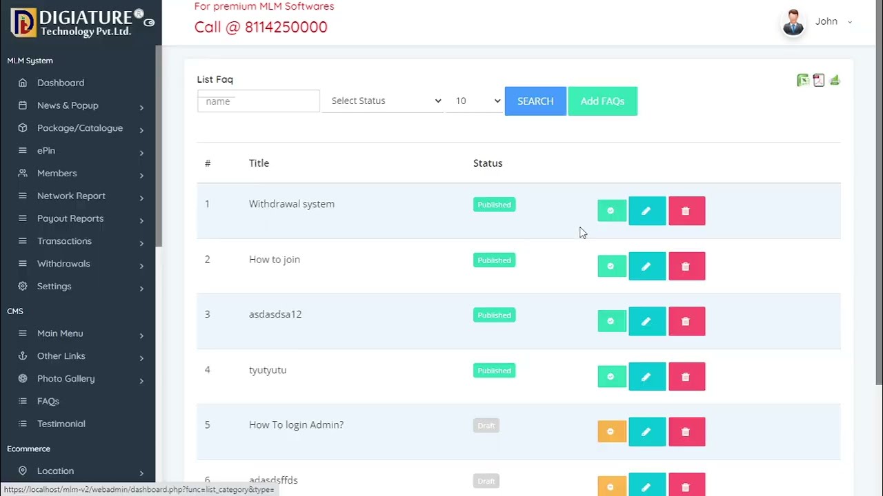 CMS Module एडमिन Demo | Update Website Smartly | Digiature Technology