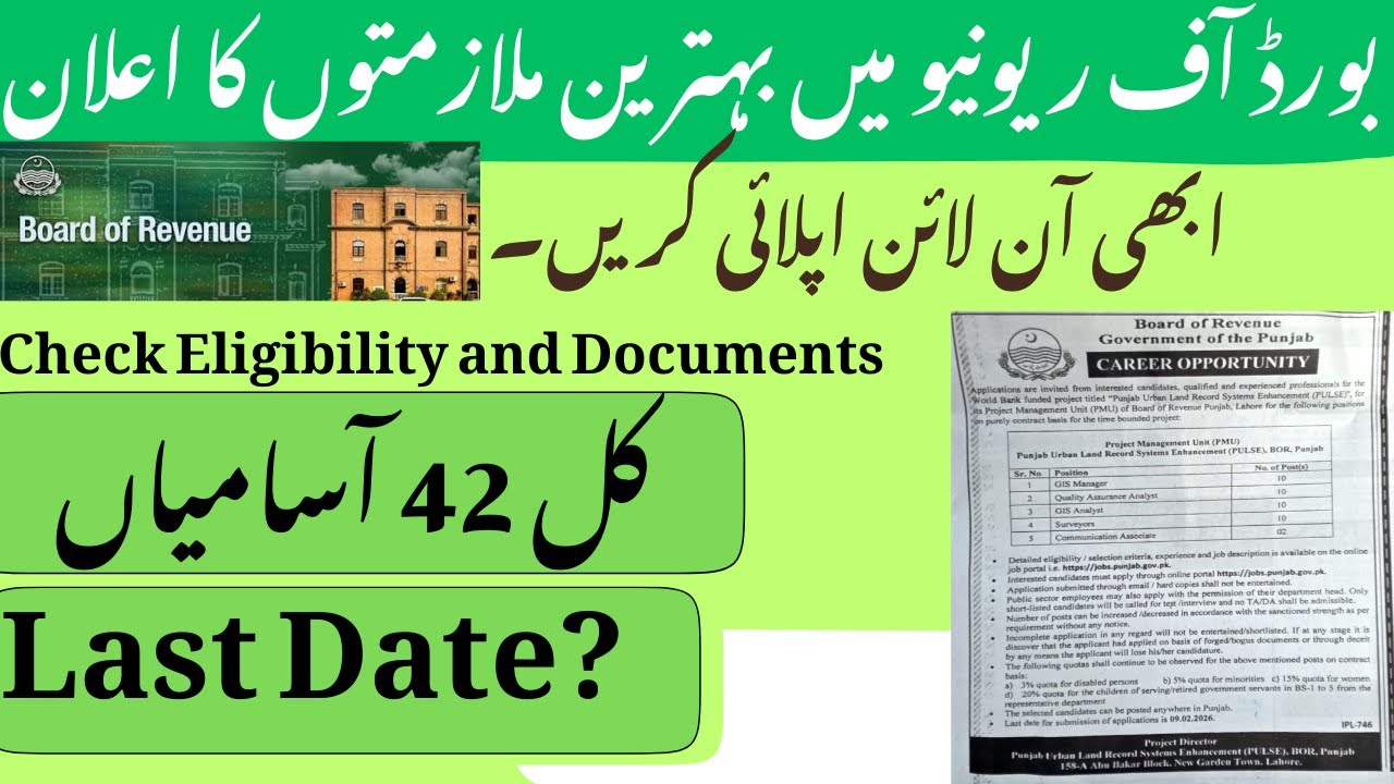Board of revenue jobs 2026 | apply now | Jobs in Pakistan