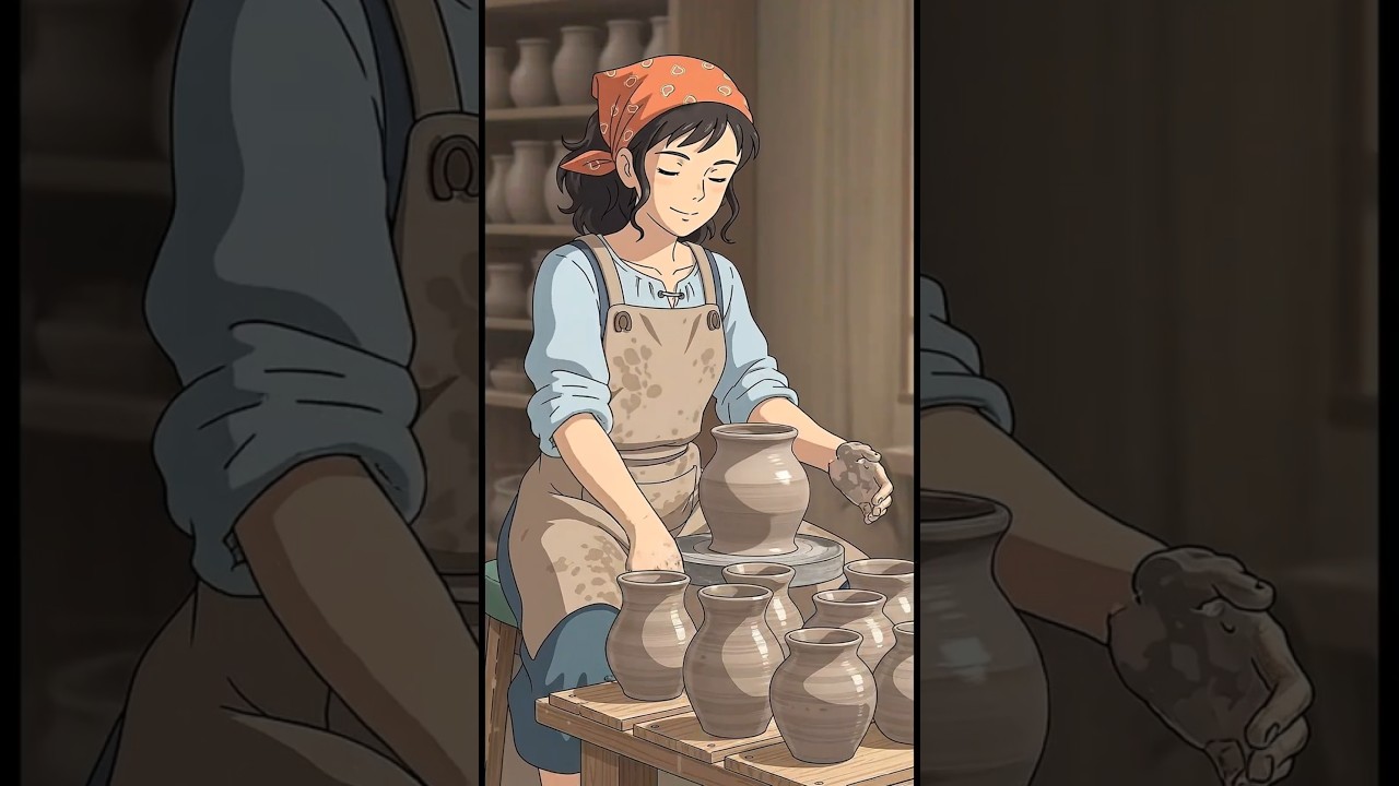 A Day in My Pottery Workshop | Ghibli Style ASMR | Handmade Ceramics & Clay 🏺✨ 