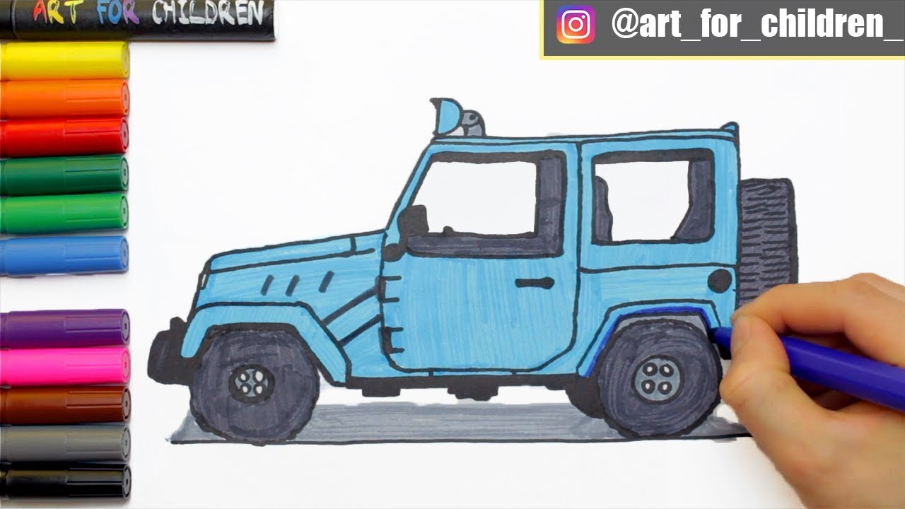SUV Auto Zeichnen & Ausmalen f&uuml;r Kinder | Schritt f&uuml;r Schritt Malvorlagen