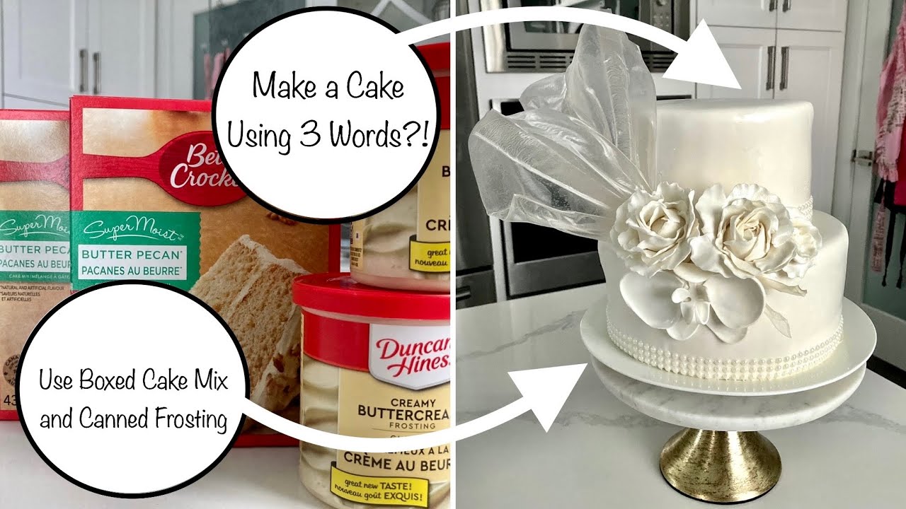 How to Make a Wedding Cake Using Boxed Cake Mix and Canned Frosting | Cake Collab with @Cakelegend