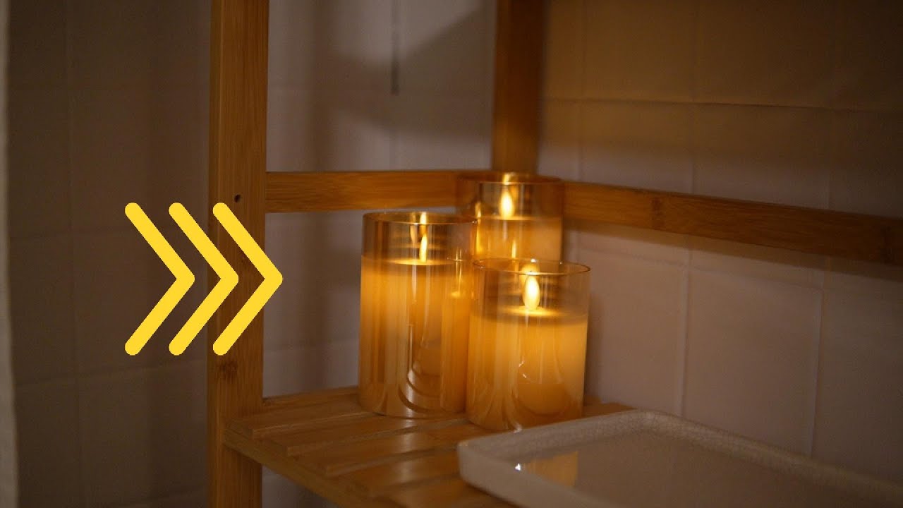 Homemory Amber Glass Flameless Candles, Battery Operated LED Pillar Candles with Remote Control