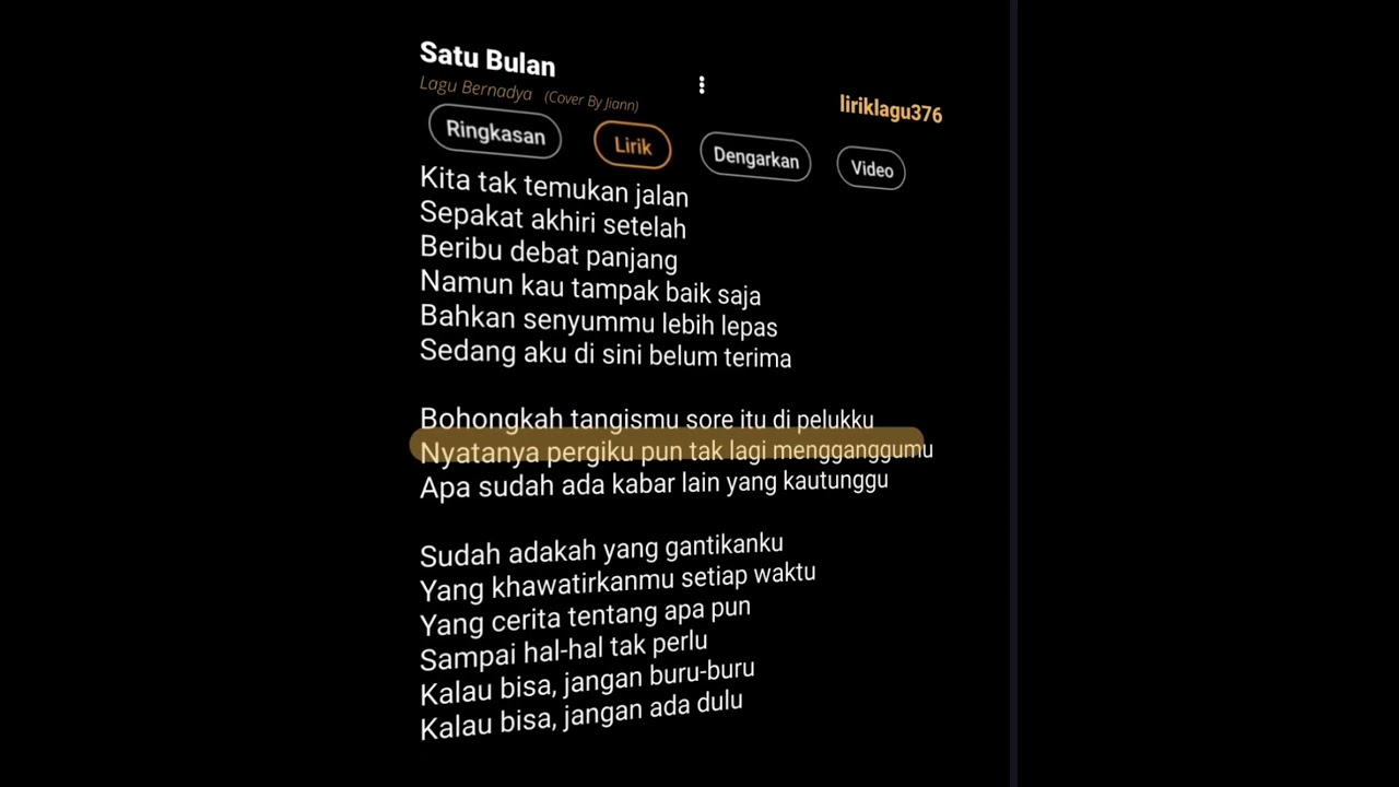 Satu Bulan || Lagu Bernadya #lyrics #lirikvidio #lirikchannel #liriklagu