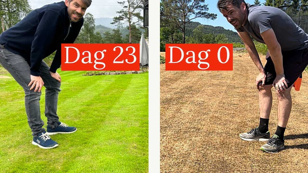 Første klipp på ny plen! Toppdresse tre uker gammel plen?!