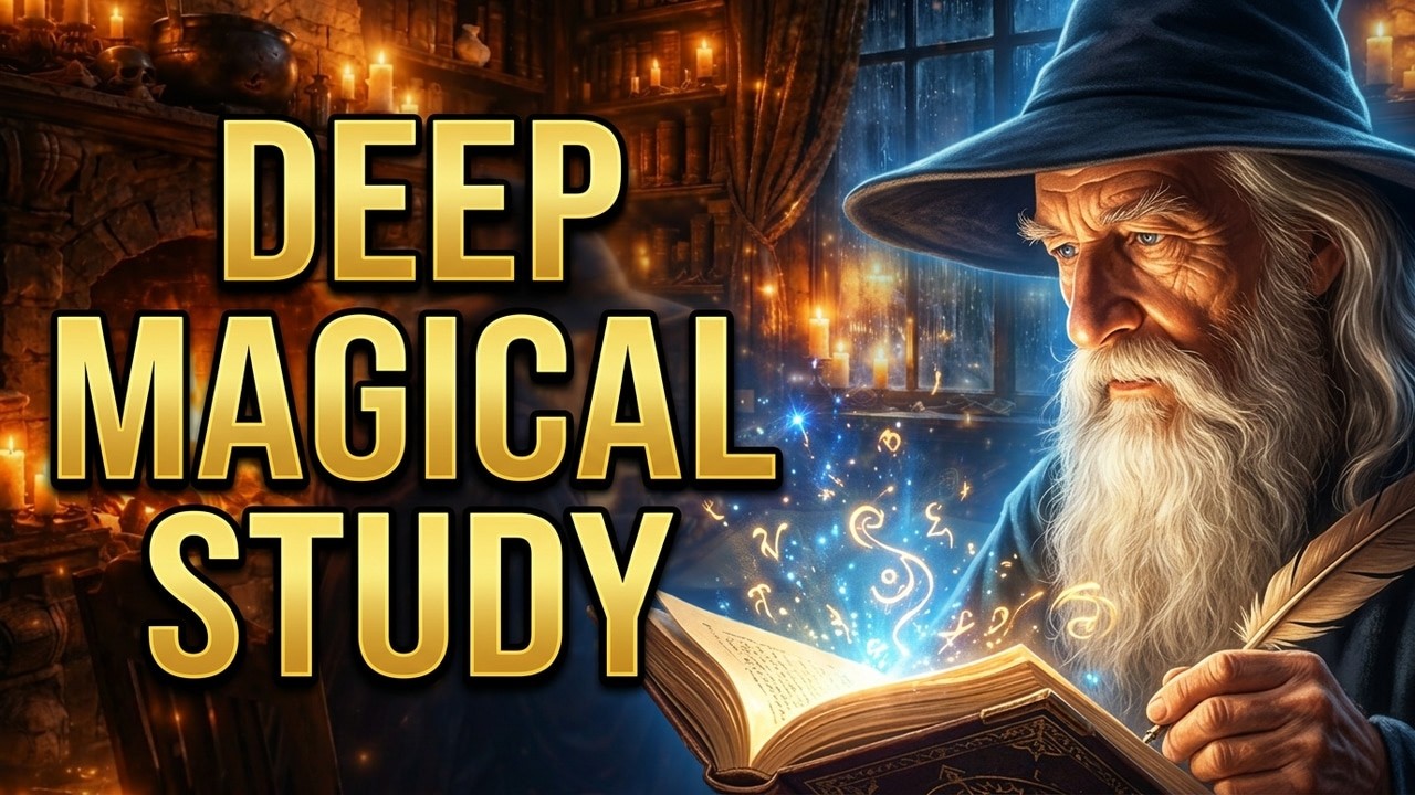 Wizard Study 📚 Cozy Fantasy Music for Study, Focus & Relax | Rainy Magic Library Ambience