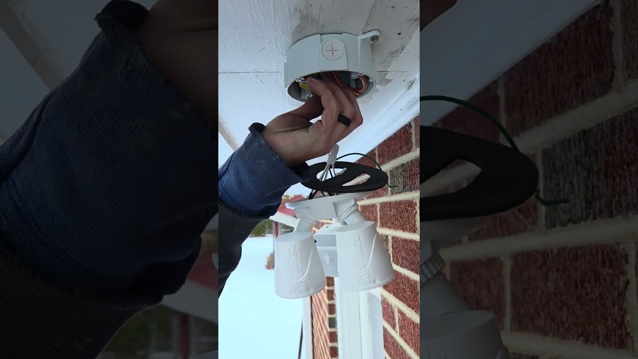 Installing a flood light on a eave