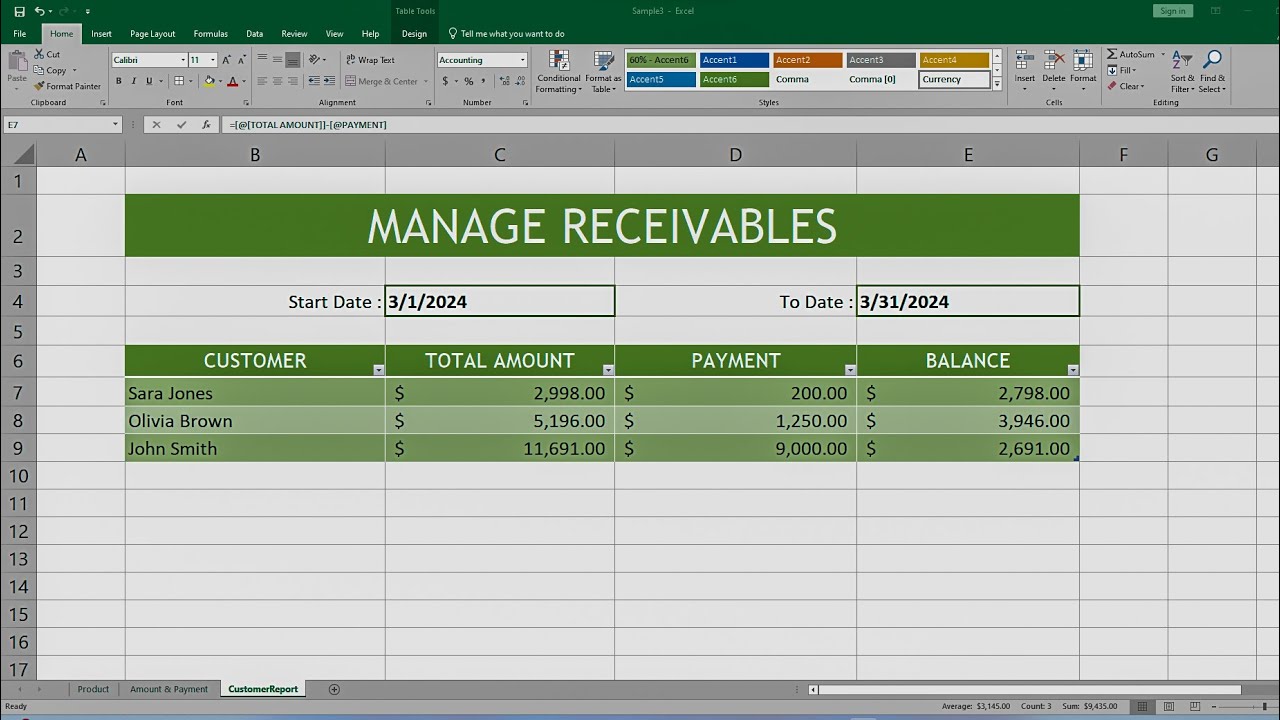Excel : Easy Accounts Receivable Management in 8 Minutes