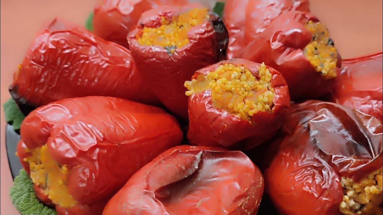 Полезный фаршированный перец с пшённой крупой.