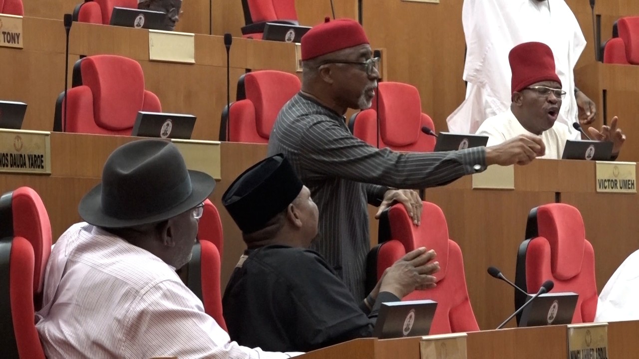 Full Drama in Senate Abaribe Moro Confront Akpabio over E transmission of Vote