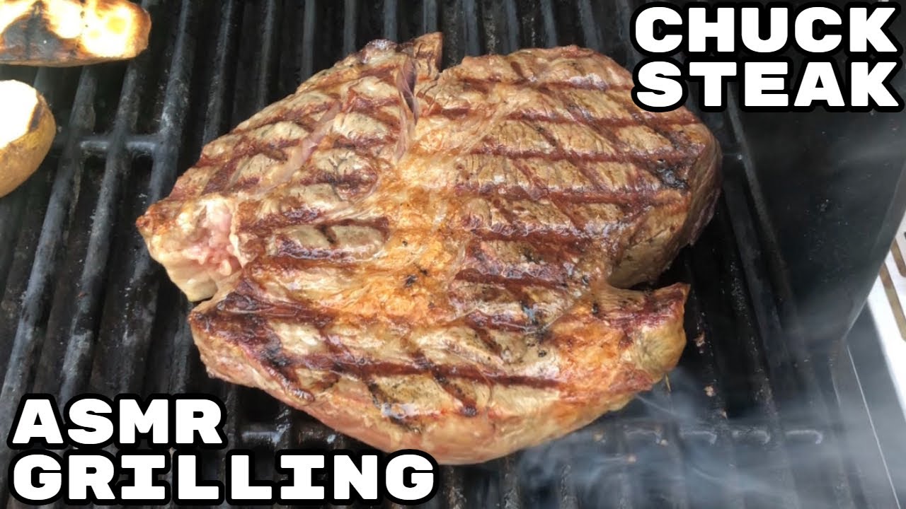 ASMR Cooking: Massive 2.5 Pound Chuck Steak, Grilled to Perfection!