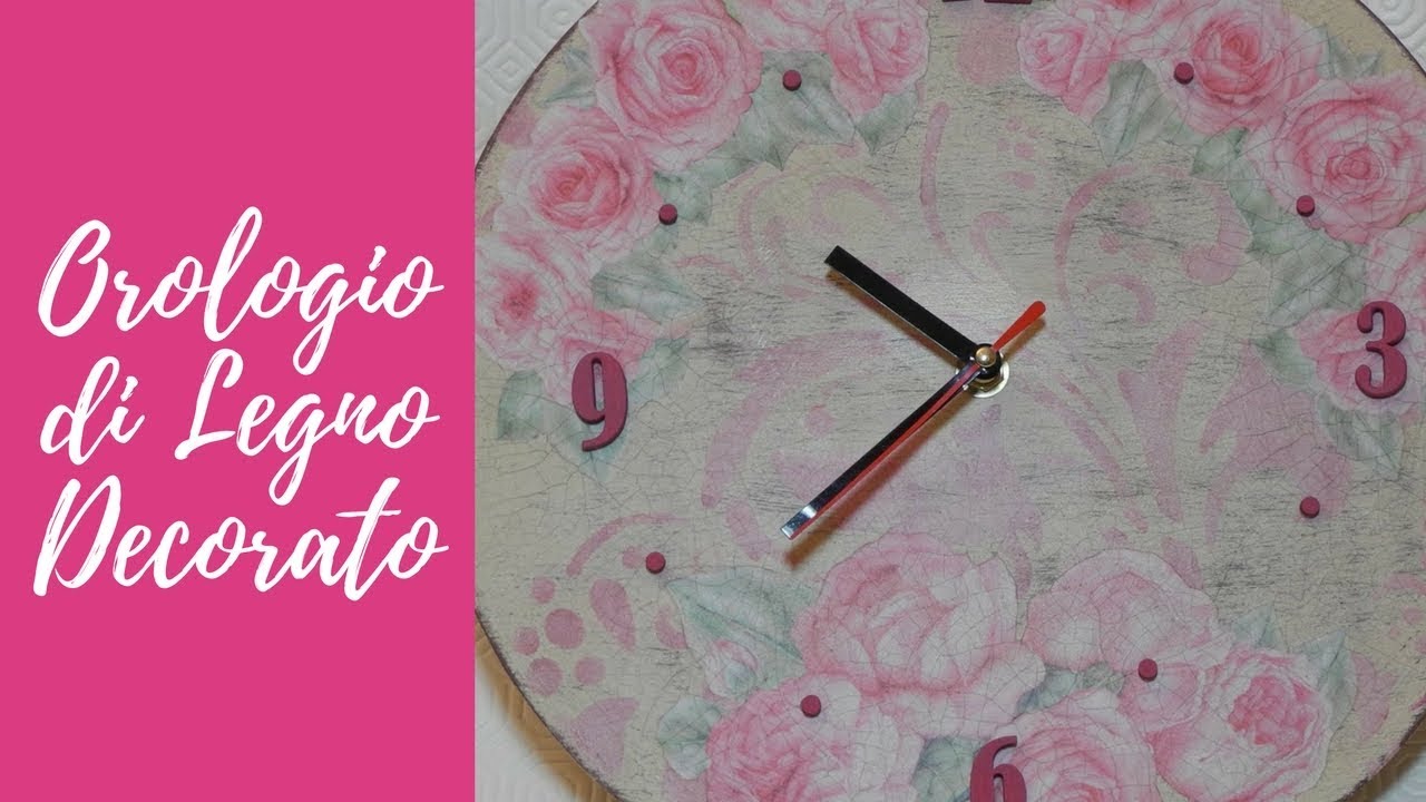 Tutorial: Decoupage, cracklè, stencil ed effetto shabby su orologio di legno [sub-eng]