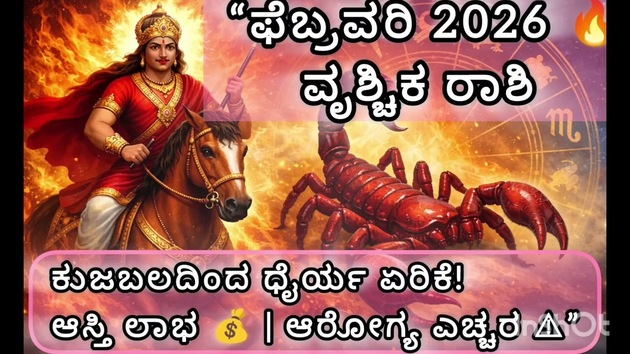 ವೃಶ್ಚಿಕ ರಾಶಿ ಫೆಬ್ರವರಿ 2026 ♏ಕುಜ ಬಲ → ಧೈರ್ಯ & ಯಶಸ್ಸು ಆದ್ರೆ ಈ 3 ವಿಷಯದಲ್ಲಿ ಎಚ್ಚರ ಪರಿಹಾರ ಮಾಡಿ ಫಲದ್ವಿಗುಣ