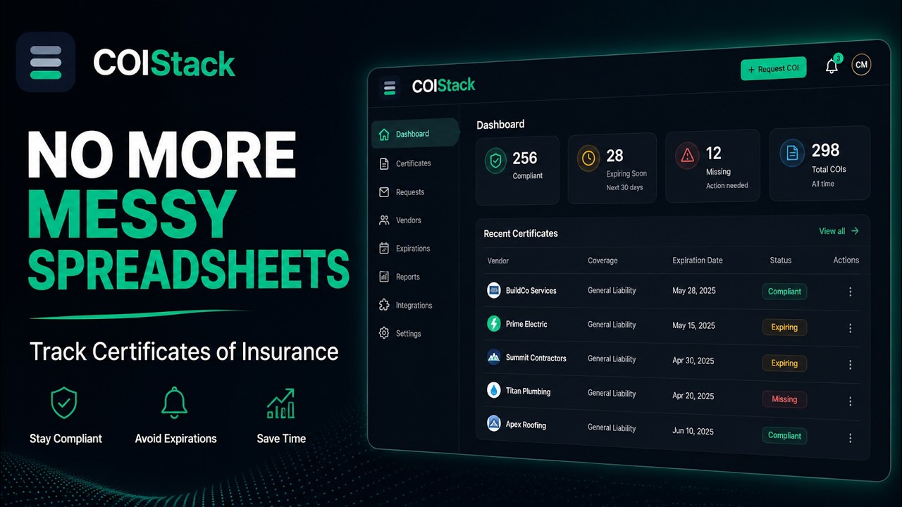 Track Certificates of Insurance Without a Messy Spreadsheet