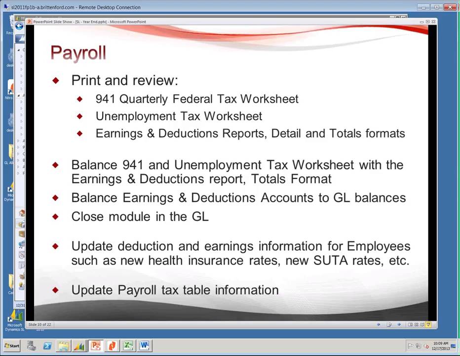 Dynamics SL 2011 Year End Closing Training