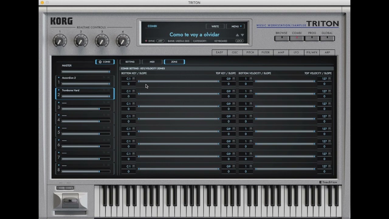 VST Korg Tritón - Combinación de sonidos