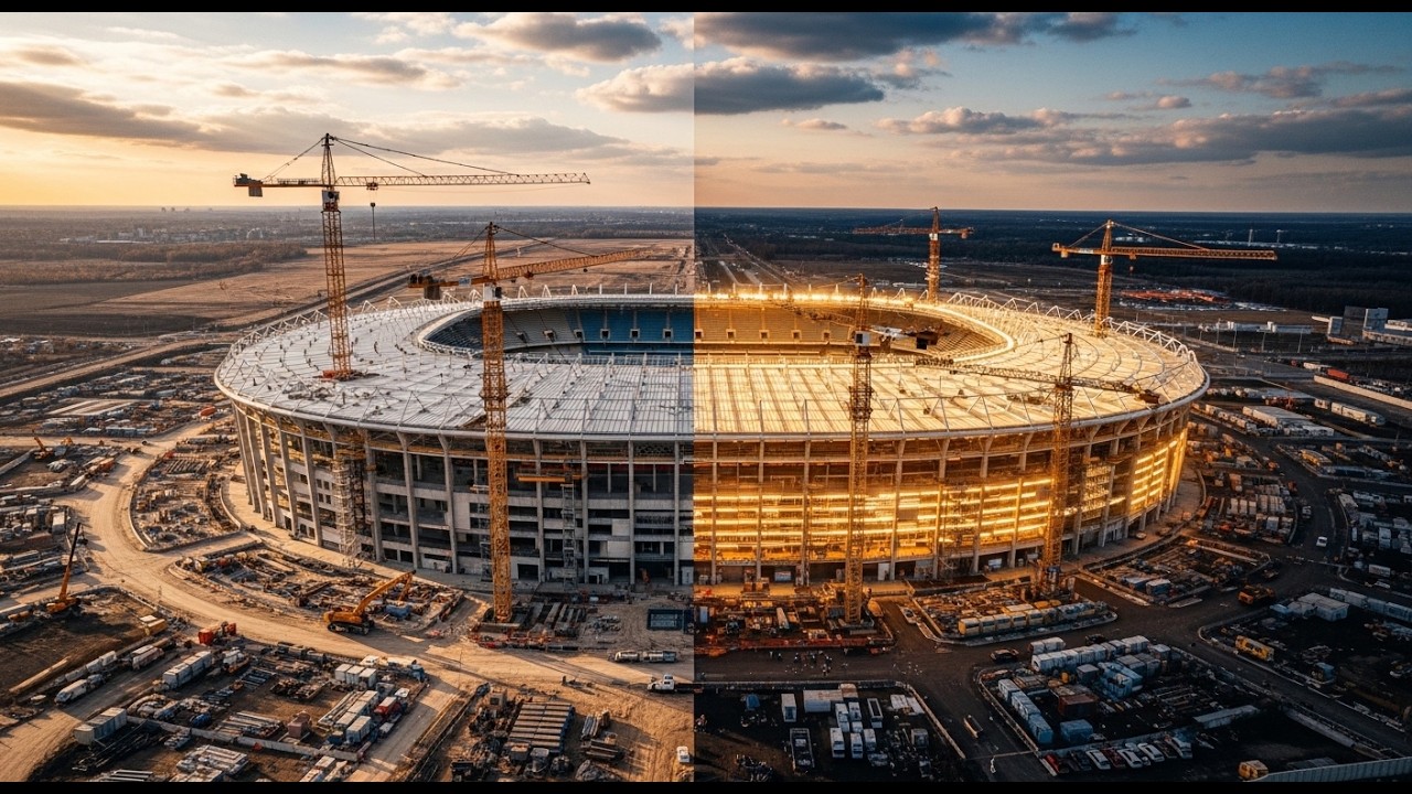 Top 5 Stadiums Built From Scratch 🏟️ | Cinematic Construction Timelapse