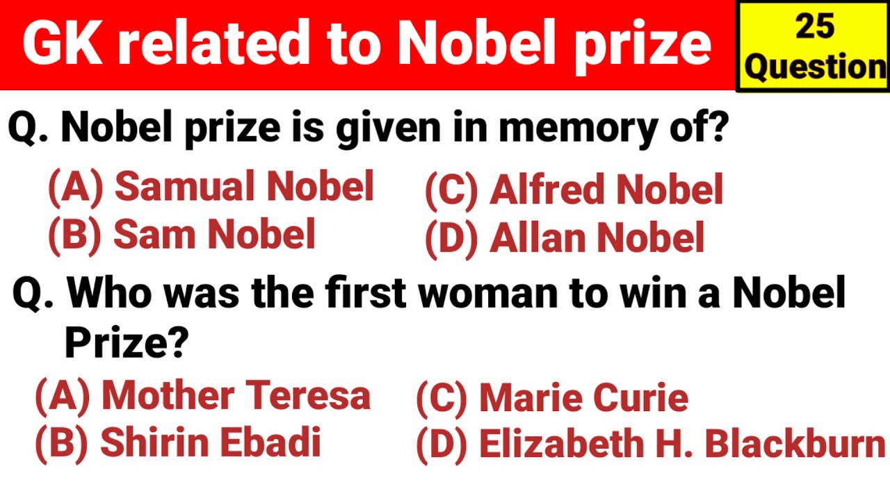General Knowledge Questions on Nobel prize
