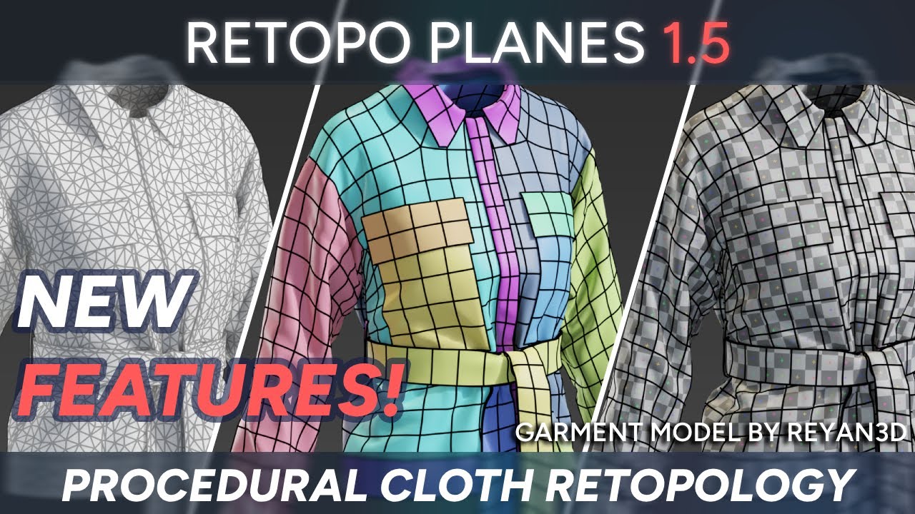 Retopo Planes 1.5 - New Features - Geometry nodes powered tool for procedural UV based retopology