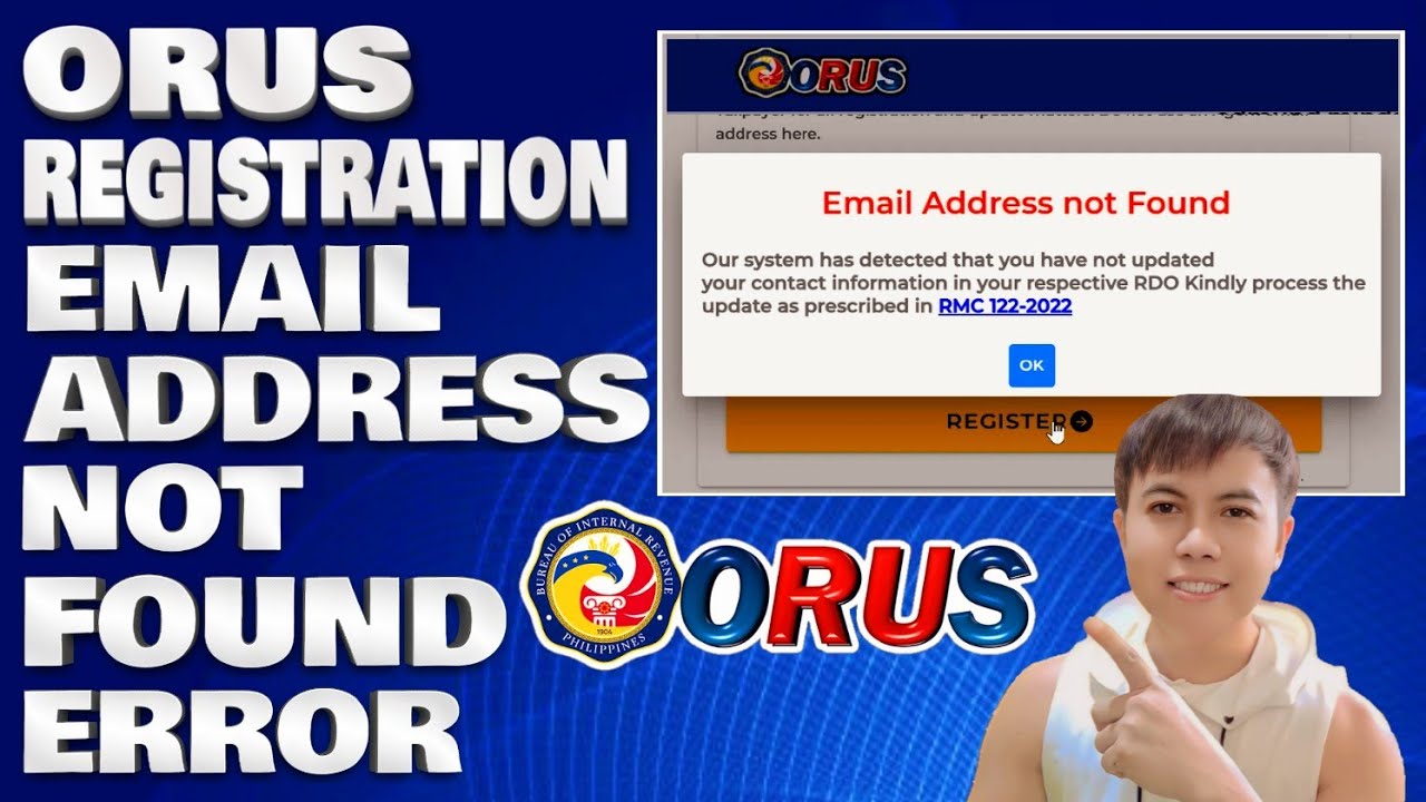 ORUS Registration - How To Fix Email Address Not Found Error | BIR TIN Validation