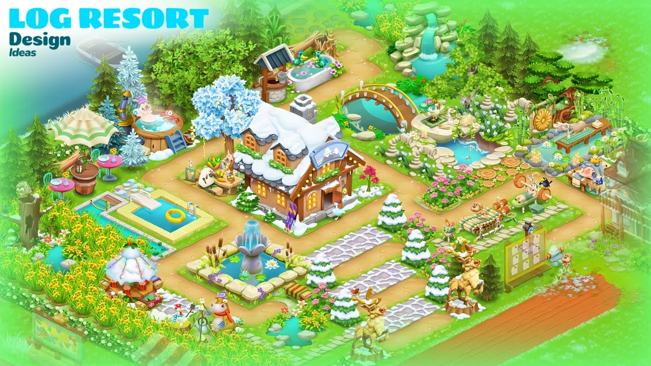Hay Day Log Resort farm design ideas #hayday 