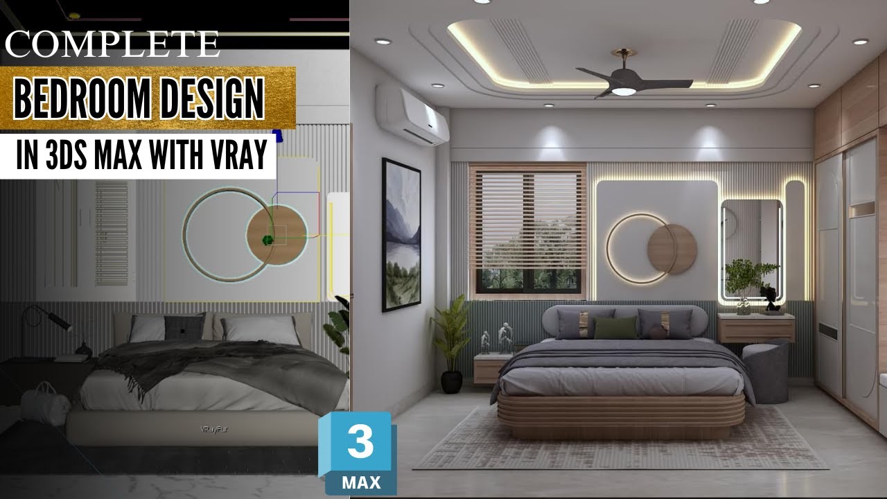 3DS Max Complete Bedroom Design with V-ray