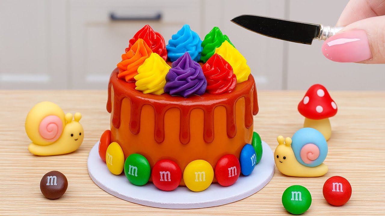 Supper Tasty Rainbow Cake🌈Delicious Miniature Buttercream Rainbow Cake Decorating💖Love You