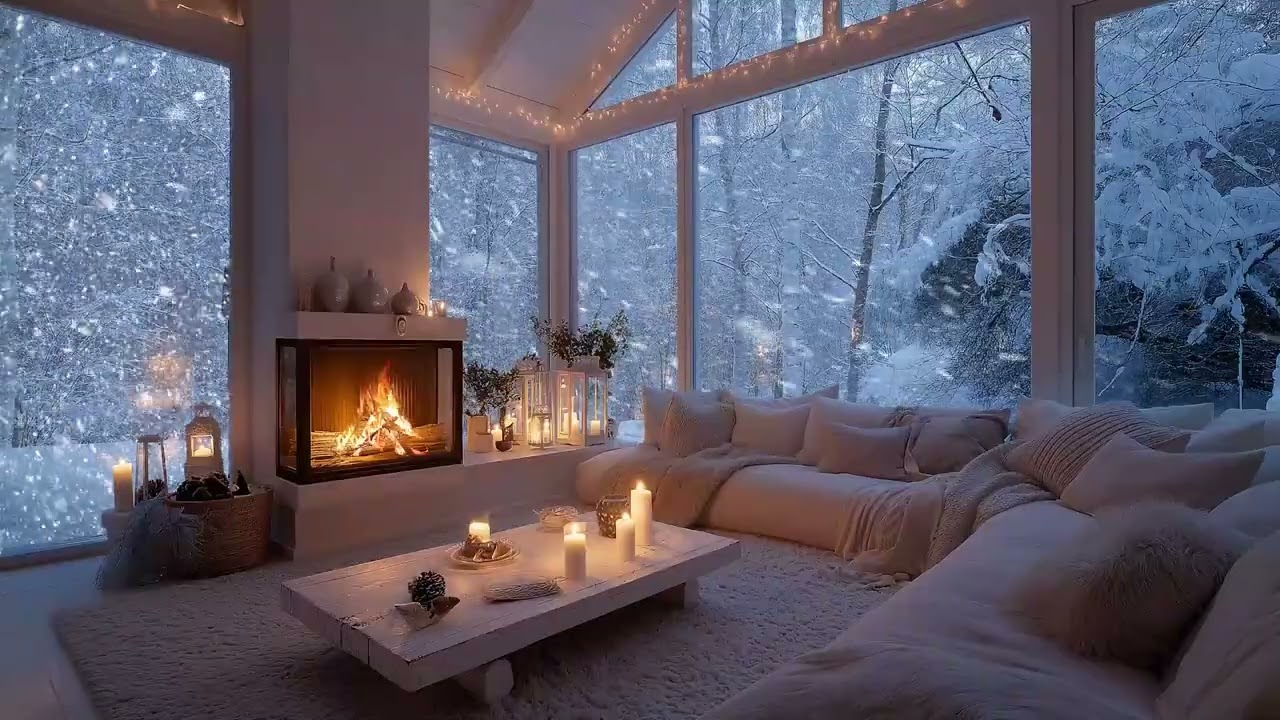Cozy Winter Piano ❄️ 3H Snowfall Outside Window for Deep Focus, Study & Healing