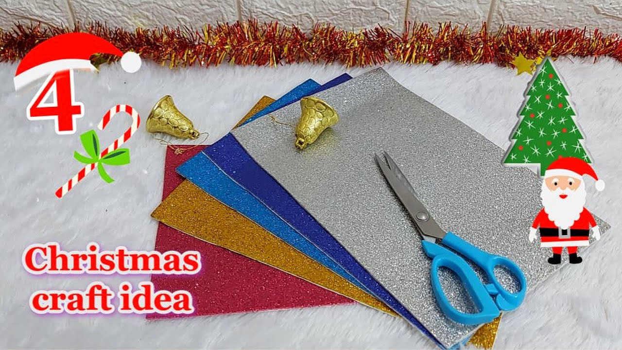 4 Christmas Decoration idea with Glitter foam sheet | Best out of waste Christmas Decoration idea🎄50